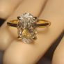 Yellow Gold plated Sterling Silver 3ct. Oval brilliant Diamond Simulant Ring Image 6