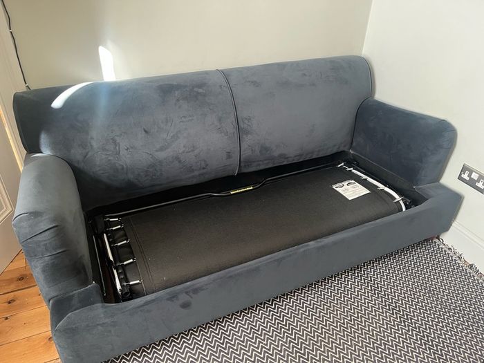 Made.com Orson 3 seater sofa-bed in midnight blue velvet