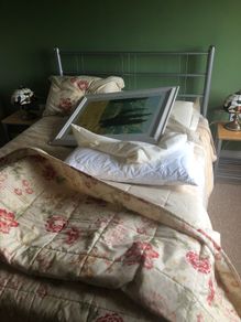 Double bed frame and side tables