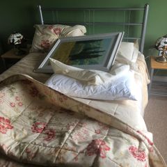 Double bed frame and side tables