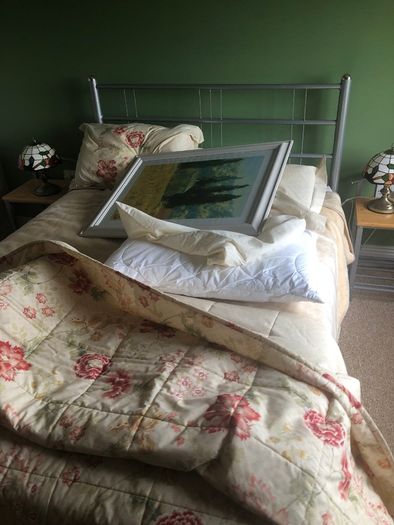 Double bed frame and side tables