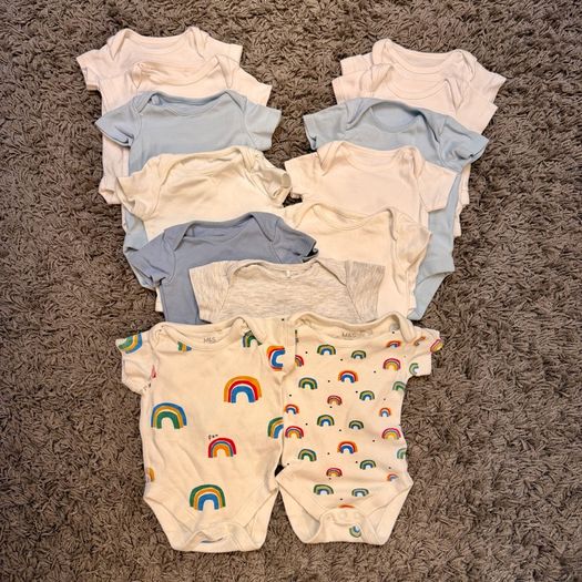 Bundle of 13 short sleeve baby bodysuits