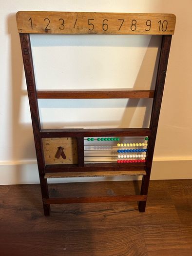 Vintage children's wooden educational learning frame