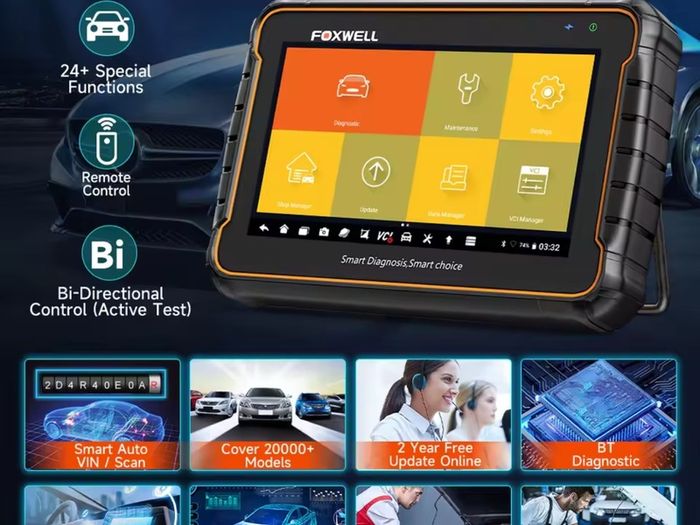 Bluetooth FOXWELL GT60 OBD2 Diagnostic Tool Full System Active Test Car Code Reader 24 Reset Service Professional OBD 2 Automotive Scanner