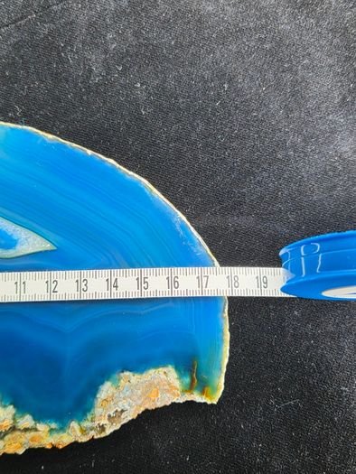 Large Blue Agate Slice Display Specimen with Clear Acrylic Stand 18cm