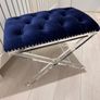 Blue velvet footstool Image 8