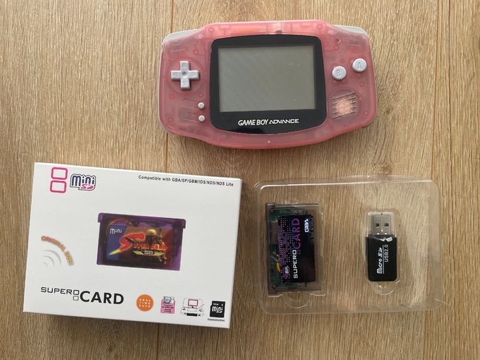 Nintendo Gameboy Advance AGB-001 Milky Pink + SD Flash Card 2GB