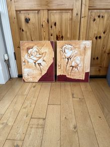 2 Canvas Pictures with Roses & Roman theme, beautiful. REDUCED!!