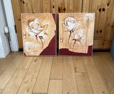 2 Canvas Pictures with Roses & Roman theme, beautiful. REDUCED!!