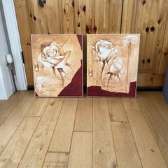 2 Canvas Pictures with Roses & Roman theme, beautiful. REDUCED!!