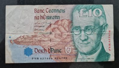Ireland 1999 Central Bank of Ireland 10 Pound Joyce Banknote