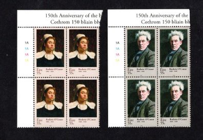 2010 Ireland 150th Anniversary of Birth of Roderic O'Connor (Irish Painter) Commemorative Stamps Plate 1A1A1A1A Block Mint Never Hinged (MNH)