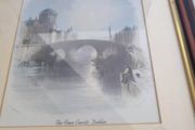 Framed Coloured 1840 The Four Courts, Dublin Original Antique Engraving - Ireland - Mounted and Matted .