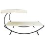 Outdoor Lounge Bed with Canopy Cream White Image 6