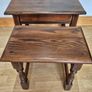 Vintage Old Charm Solid Oak Nest of 3 Tables  Tudor Style Wood Bros Image 5