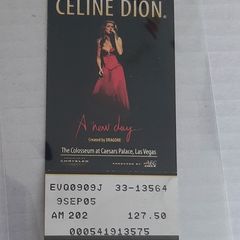 Celine Dion ticket stub from 2005