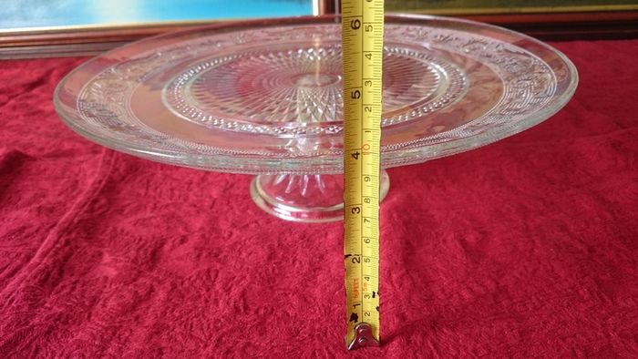Vintage Cut Glass Art Deco Footed Cake Stand