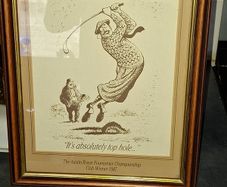 Framed Golf-Themed Cartoon Humorous Caption and the Inscription The Austin Rover Foursomes Championship Club Winner 1987.