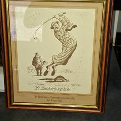 Framed Golf-Themed Cartoon Humorous Caption and the Inscription The Austin Rover Foursomes Championship Club Winner 1987.