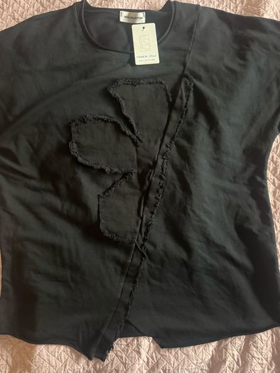 BNWT Italian Fashion Stella black cotton top size UK16 EU44 Postage included