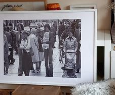 Large vintage  black and white photograph print of a street in Limerick 1970's.