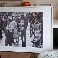 Large vintage  black and white photograph print of a street in Limerick 1970's.