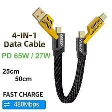 4 in 1 PD 65W Multi USB Travel Data Cable Keychain USB C PD Fast Charging Cord For iPhone 15 14 Max For MacBook Samsung Type C Device