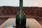 Tall Cobalt Green Studio Vase in the Shape of a Bottle 1960s