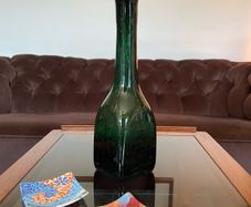 Tall Cobalt Green Studio Vase in the Shape of a Bottle 1960s