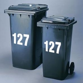 3 Recycling Box/Wheelie Bin number stickers