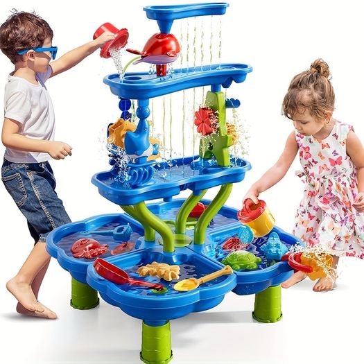 3/4 Tier Kids Sand And Water Table, 3-in-1 Sensory Play Table
