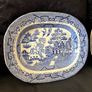 Vintage / Antique x2 Medium Size Blue Willow Oval Serving Platters Image 9