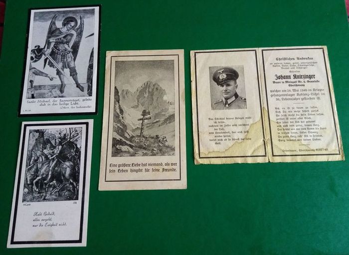 WWII German Death Card (Sterbebilder) Collection - Set of 4