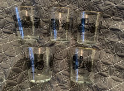 5 Vintage Veteran Cars Whiskey Tumblers