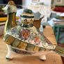 Vintage Greek Skyros hand painted ceramic bottle Image 2