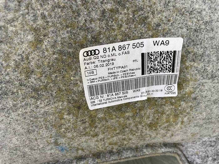 Audi Q2 2020 Headliner Roof Liner