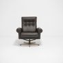 Vintage Brown Leather Swivel Armchair, Denmark, 1970s. Image 2