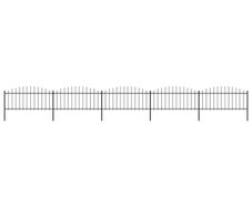 Garden Fence with Spear Top Steel (0.5-0.75)x8.5 m Black