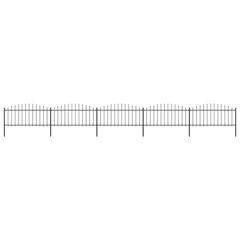 Garden Fence with Spear Top Steel (0.5-0.75)x8.5 m Black
