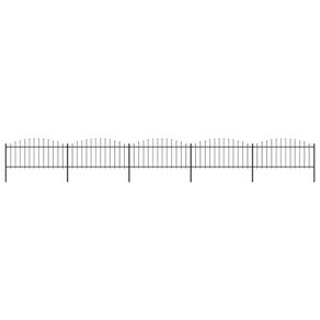 Garden Fence with Spear Top Steel (0.5-0.75)x8.5 m Black