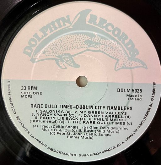 Dublin City Ramblers - Rare Ould Times Vinyl Trad Irish Pressing