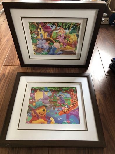 Winnie the Pooh framed pictures x 2