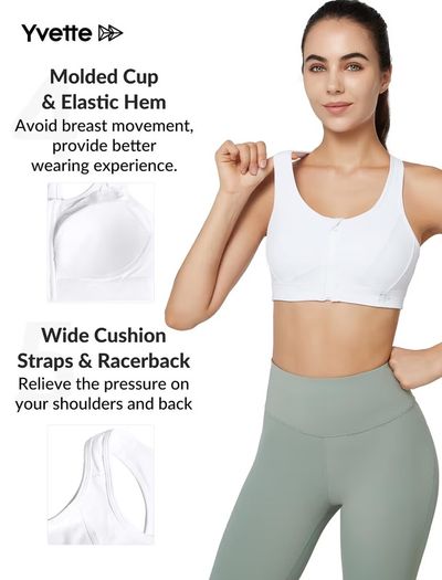 Brand new Women's High Support Front-Closure Sports Bra Wide Straps Unpadded