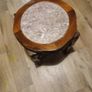 two small round tables in lovely condition marble tops height 18 x18 inches Image 2