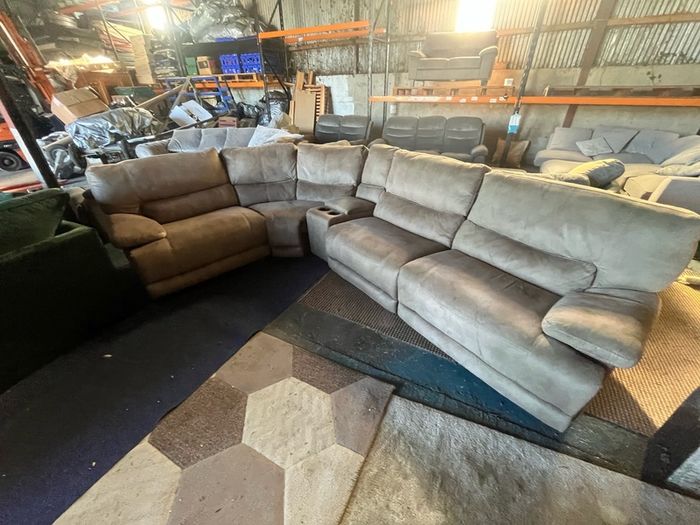Beige corner recliner manual recliner sofa
