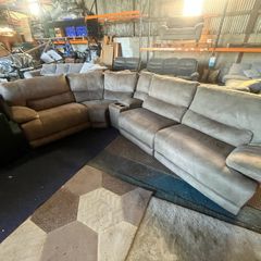 Beige corner recliner manual recliner sofa