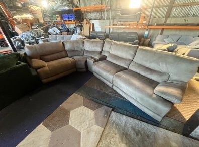 Beige corner recliner manual recliner sofa