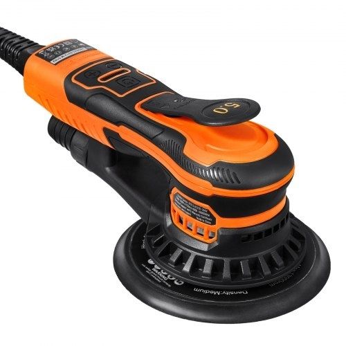 Random Orbital Sander 5 & 6-Inch, 350W Brushless Orbital Sander, 10,000 PRM 6 Variable Speed Electric Palm Sander with 20PCS Sandpapers, Dust Connector & Hose for Woodworking Detailing Sanding
