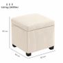 Storage Ottoman Bench, Corduroy Storage Chest Box with Wooden Legs, 40cm Bed End Bench for Living Room, Bedroom, Entryway, Beige Image 2