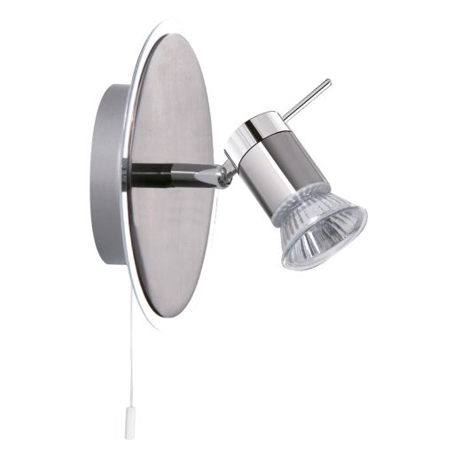 Satin Silver Wall Spot Light with Chrome Trim